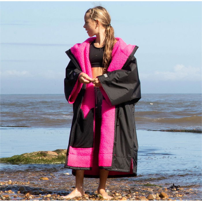 2024 Dryrobe Junior Advance Cambio De Manga Larga Robe V3 V3KSLSDA - Black / Rosa